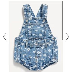 Old Navy Baby Overalls, White Floral, 6-12M